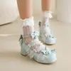 Nuevos Zapatos de Caramelo con Lazo de Encaje Zapatos de Estudiante Lolita Zapatos de Tacón Medio Grueso 30-48 Zapatos de Comercio Exterior