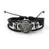 Pulseira de Couro de Vaca com Totem Retrô Europeu e Americano, Pulseira Trançada Punk Personalizada para Homens, Joia Popular de Vendedor de Rua Transfronteiriço