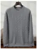 Suéter de Invierno 2025 para Hombre, Cuello Redondo, Tejido de Cable, 100% Cachemir Puro, Estilo Europeo, Grueso y Espeso, Suéter Básico para Otoño e Invierno