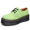 Botas cortas Epiden 1461 de cuero genuino con suela gruesa y tres agujeros para mujer, estilo británico, estilo informal, con punta redonda y plataforma para estudiantes.