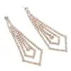 Pendientes de Moda con Forma de Rombo de Comercio Exterior, Pendientes Largos Completamente de Diamante para Mujer, Joyería para Orejas Sexy de Club Nocturno Europeo y Americano E421