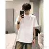 Camiseta masculina de manga curta de algodão puro, preta pura, para o verão, corte limpo, estilo americano, resistente, peça básica moderna para homens