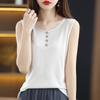Traje Interior de Punto sin Mangas de Seda de Hielo para Mujer, Top Interior Holgado, Camiseta Base, Diseño Tencel, Pequeño, Trendy
