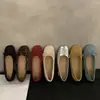 Zapatos planos bajos de estilo francés para mujer, nuevos zapatos rojos de gamuza vintage 2024, mocasines de ballet estilo hada