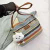 2025 Nuevo Bolso Balde Rayado para Mujer Estilo Perezoso Casual Vacaciones Playa Bolso Cruzado Bolso de Hombro de Moda para Mujer
