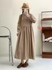 Otoño 2025 Nuevo Estilo Japonés Mori Girl Retro Cuadros Manga Larga Vestido Holgado Cuello Redondo Casual Reductor de Edad Vestido Largo