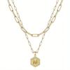 Venta caliente transfronteriza Amazon 18K oro color protección galvanoplastia doble capa letra collar femenino 26 inglés colgante al por mayor