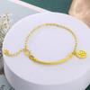 Pulsera de medio anillo de oro y arena de Vietnam, pulsera DIY con trébol de cuatro hojas, colgante de la marca Fu, pulsera redonda hueca para mujer, fabricantes al por mayor de pulseras Fu