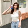 Regata de Verão com Rosca Top Base Interno Versátil Roupa Feminina Exterior Sem Mangas Tricotada Imitação Linho Top Halter Liquidação