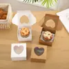 Nueva caja para pastel color papel kraft al por mayor en stock caja de embalaje para pastel hueca en forma de corazón caja de embalaje para repostería de pastelería
