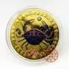 Moneda Conmemorativa de las Doce Constelaciones Moneda Chapada en Oro Constelación de 12 Medallón Conmemorativo de Tarot Europeo y Americano Moneda de Oro Moneda de los Deseos Espejo Cruzado