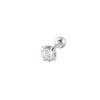 Aretes Redondos de Circonita de Plata de Ley 925 de Cuatro Garras para Mujer Diseño Simple de Nicho Cierres de Rosca para Agujeros en las Orejas Aretes 0992A