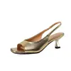 Sandalias de tacón de gatito peep-toe de tacón alto, elegancia de noche estilo francés, versión coreana de primavera, sandalias romanas cómodas y de moda