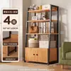 Estantería de almacenamiento de varias capas de pie para sala de estar de apartamento pequeño con puertas de gabinete, estantería, vitrina y armario de almacenamiento para el hogar