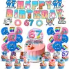 Seis Siete67 Set de Fiesta de Cumpleaños de Donas y Helados Pancarta de Cumpleaños Colgante de Bandera Espiral Decoración