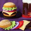 Novo Cross-border Amazon Handmade Knitted Coaster engraçado bonito multi-camada hambúrguer Halloween Placemat mesa isolada