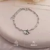 Pulseira com Pingente Redondo de Prata de Lei S925 Paz e Alegria para Mulheres, Fashionável e Exquisita, Pulseira de Nicho de Alto Padrão, Presente de Dia dos Namorados