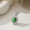 Conjunto de Duas Peças de Anel e Pingente de Colar Feminino Imitação de Esmeralda de Luxo Leve Venda Quente Transfronteiriça Moda Versátil Retrô
