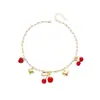 Collar Largo con Colgante de Cereza Roja Estilo Y Europeo y Americano Dulce y Fresco, Collar en Capas con Cuentas de Frutas Rojas Vintage para Mujer, Accesorio de Vacaciones de Nicho
