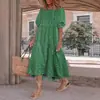 Vestido Casual Feminino Amazon de Comprimento Médio, Manga Longa, Xadrez, com Babados, Soltinho e para Festa, Comprimento até o Meio da Panturrilha