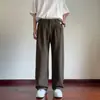 Pantalones de traje rectos versátiles de estilo Hong Kong, de alta gama, para hombre, color liso de otoño, canallas, guapos, sin planchar, de longitud completa, casuales