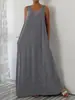 Vestido Casual Transfronterizo Talla Plus con Bolsillos Laterales, Estilo 2025, Color Sólido, Vestido de Verano Amazon, Estilo Europeo y Americano