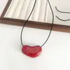 Nuevo Collar de Esmalte con Forma de Corazón para Mujer Diseño Simple de Nicho Cadena para Clavícula de Moda de Gama Alta para Mujer