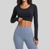 Top de Yoga Juyitang Transfronterizo sin Costuras sin Sujetador Deportivo Fitness Cintura Alta Manga Larga