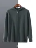 Nuevo Suéter de Lana Gruesa con Capucha y Cremallera para Hombre Otoño e Invierno Cárdigan Suéter Casual de Punto de Lana Pura