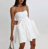 Moda Russa Sexy Pure Color Sexy Tubo Top Vestido Sem Alças Saia Curta Verão Casual Saia Tutu Roupas Femininas