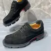 Zapatos de Cuero de Gama Alta para Hombre, Modernos con Suela Gruesa, de Cordones, Cuero Genuino, Formales de Lujo, Cómodos Zapatos Derby para Banquetes, Casual de Negocios para Hombre