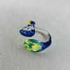 Anillo de pavo real animal buena suerte transferencia esmalte cloisonné anillo abierto Femenino Fábrica al por mayor meson regalo escénico