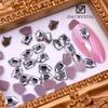Nuevos Diamantes de Imitación Blancos con Hot-Fix Color Oro Rosa, Base Plana para Uñas, Diamantes de Imitación Irregulares Premium Que No Se Caen, Decoraciones para Uñas, Diamantes de Imitación de Vidrio