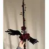 Mapache Flor Sangre Maldición Caña Espina Rosa Varita Mágica Palo Retorcido Hecho a Mano DIY Tela para Dar Forma a Espadas Anuncio Regalo