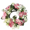 Corona Artificial Pequeñas Flores Silvestres Colgante Puerta Casa Decoración Pared Adorno Boda Planta Flor Corona de Boda