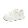 Zapatillas Deportivas Casuales Blancas de Piel Genuina para Mujer, Suela Gruesa que Aumenta la Altura, Nuevo Estilo Versátil Otoño 2026
