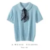 Elegante Camisa Polo de Manga Corta con Cuello Polo de Lana Fina Estilo Francés con Adorno de Bufanda de Seda, Elegante Top de Verano con Diseño Versátil