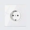Transfronterizo Vidrio templado blanco material comercio exterior enchufe alemán 16A enchufe estándar europeo panel 86 calibre europeo estilo europeo