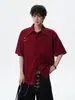 Camisa corta de color liso con textura de verano, unisex, marca de moda para parejas, holgada, casual, versátil, de manga corta.