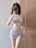 Popular Traje de Baño Japonés y Coreano para Mujer 2025 Blanco Lindo Sexy Bikini de Cintura Baja de Tres Puntos para Playa Vacaciones