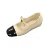 Sapatilha Mary Jane Patchwork Camélia Couro de Ovelha Estilo Francês Altura Aumentada Petite Inspirada na Chanel Sapatilhas de Primavera para Mulheres 2026 Novo Modelo