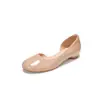 Sapatos rasos femininos elegantes estilo coreano, bico redondo, corte lateral, sapatilhas minimalistas estilo francês, sapatos sem cadarço