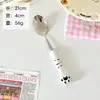 Cuchara y tenedor de acero inoxidable 304, con bonitos mangos de cerámica, diseño de pata de gato, adecuados para estudiantes, cucharas para sopa, cucharas de postre y cucharas de dibujos animados