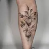 Pegatinas de Tatuaje de Girasol Natural, Degradado Realista Negro y Gris, Impermeables y de Larga Duración, Pegatinas de Estilo Suave para Pantorrilla