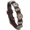 Pulsera de Cuero de Vaca Estrella de Ocho Puntas Punk Rock Metal Europeo y Americano Pulsera de Remaches Personalizada Retro para Hombres y Mujeres