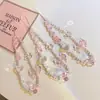 Corrente para Celular com Laço de Coração Doce e Urso de Cristal, Cordão de Pulso para Câmera CCD, Anti-Perda
