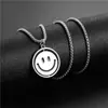 Collar de cara sonriente giratoria cadena de suéter hip hop personalidad colgante femenino accesorios acero de titanio redondo marca de moda nicho simple hombres