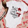 2023 Natal Nova série Meu 1º Natal algodão bebê macacão manga curta bebê macacão