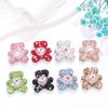 Colorido oso de corazón de cerámica suave con incrustaciones de diamantes, cuentas de agujero recto, collar DIY, pulsera de cuentas, accesorios para llavero