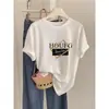 Camiseta de Manga Corta de Algodón Puro Gris Carbón con Hombro Recto para Mujer, Nueva Moda 2026, Top Elegante, Estilo Básico de Verano